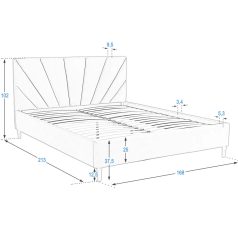   BeComfort világosszürke plüss kétszemélyes ágykeret ágyráccsal 160 x 200 cm AK-01-BG