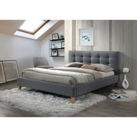 BeComfort szürke szövet kétszemélyes ágykeret ágyráccsal 160 x 200 cm AK-01-G