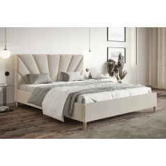   BeComfort világosszürke plüss kétszemélyes ágykeret ágyráccsal 180 x 200 cm AK-02-BG
