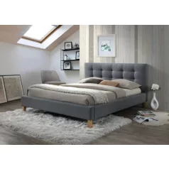   BeComfort szürke szövet kétszemélyes ágykeret ágyráccsal 180 x 200 cm AK-02-G