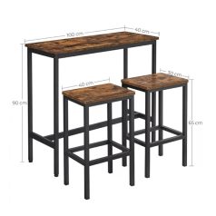   Bárszett 3 részes 1 asztal 2 db bárszékkel barna BD02-BROWN