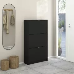 Cipősszekrény 70x124x24 cm fekete BT-13