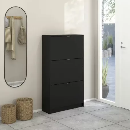 Cipősszekrény 70x124x24 cm fekete BT-13