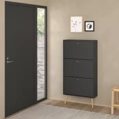 Cipősszekrény 70x139x24 cm fekete BT-17