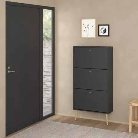 Cipősszekrény 70x139x24 cm fekete BT-17