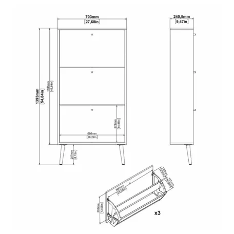 Cipősszekrény 70x139x24 cm fekete BT-17