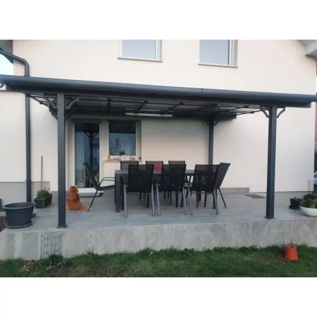 Lapostetős alumínium garázs kocsibeálló antracit 300 cm x 496 cm CP-4L 