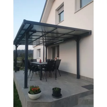Lapostetős alumínium garázs kocsibeálló antracit 300 cm x 496 cm CP-4L 