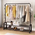 Ruhaállvány cipőtartóval kerekekkel fém 155 x 34 x 125 cm CR002-125