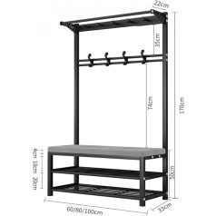   Cipőtartó kényelmes üléssel és akasztóval CR003-60 170 x 33 x 60 cm