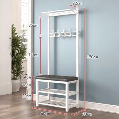   Cipőtartó kényelmes üléssel és akasztóval CR004-60 170 x 33 x 60 cm