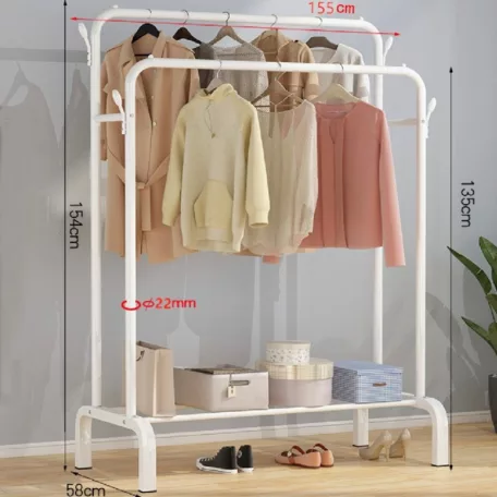 Ruhaállvány cipőtartóval fém 155 x 58 x 154 cm fehér CR009-150