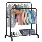 Ruhaállvány cipőtartóval fém 120x58x154cm fekete CR010-125