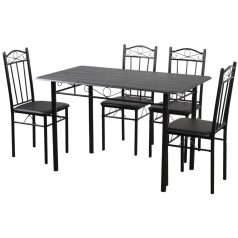   Étkezőasztal szett 4 db kárpitozott székkel fekete BC FUR-102-17B