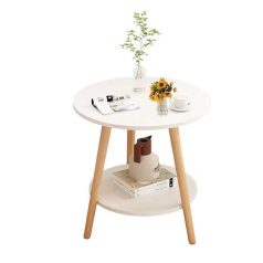 Dohányzóasztal kerek polccal 50x49 cm fehér FUR-1317-2