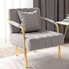   BeComfort bársony hatású fotel szürke 55x58x72cm FUR-1655-1