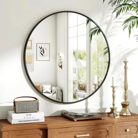 Kör alakú tükör 50cm fekete FUR-1713-1