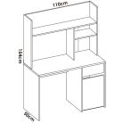 Polcos íróasztal fiókokkal tárolóval 110x50x74,5cm fehér FUR1230-1