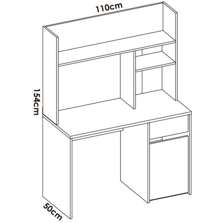 Polcos íróasztal fiókokkal tárolóval 110x50x74,5cm fehér FUR1230-1