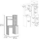 Polcos íróasztal tárolóval 98,5x45,3x162,5cm fehér FUR1233-1