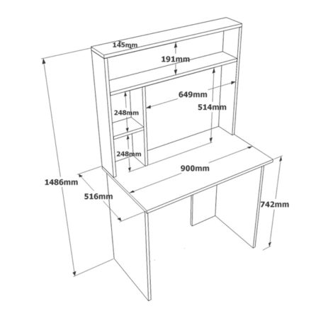 Polcos íróasztal 90x74x148cm fehér FUR1237-1