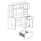 Polcos íróasztal tárolóval 110x78x152cm fehér FUR1238-1