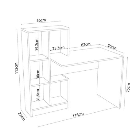 Polcos íróasztal 118x75x112cm barna FUR1239-1