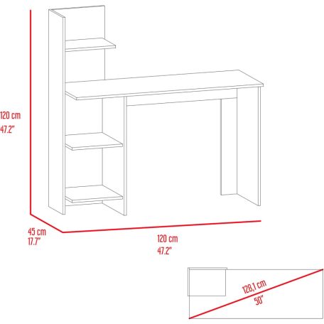 Polcos íróasztal 120x73,5x150cm barna FUR1240-1