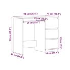 Fiókos íróasztal 90x45x76cm fekete FUR1354-2