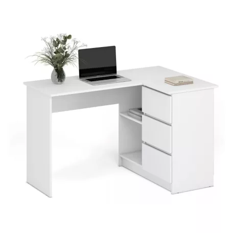 Fiókos sarok íróasztal 124x85x74cm fehér FUR1355-1