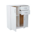 Komód hálószoba nappali bútor 2 ajtós 2 fiókos szekrény 74x85x35 cm fehér FUR1662