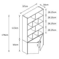 Könyvespolc 178x30x97cm fehér FUR1670-1