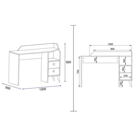 Fiókos íróasztal 120x55x82 cm barna FUR1871-2