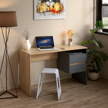 Fiókos íróasztal 125x51x75 cm barna szürke FUR1872-2