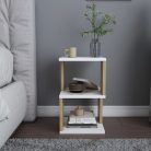 Dohányzóasztal 29x29x49 cm barna fehér FUR1876-3