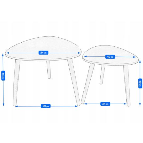 Dohányzóasztal szett fekete 54x45x50cm FUR1880-1