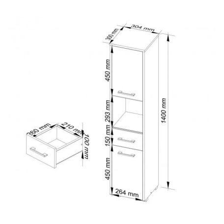Fürdőszobai tároló szekrény barna 140x30x30 cm FUR1883-2