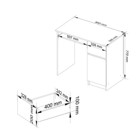Fiókos íróasztal 90x50x77cm barna FUR1954-2