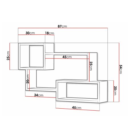 Fali polc 87x18x54cm fekete FUR1961-3