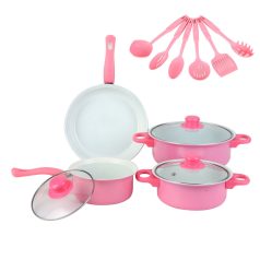   13 részes tapadásmentes edénykészlet konyhai eszközökkel pink G24