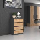 Komód hálószoba bútor 70x40x97 cm szürke barna GH-01