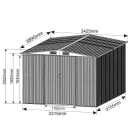 Kerti fém tároló ház 389 x 343 x 202 cm 13,3 m² GH1113