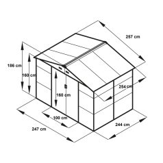 Kerti fém tároló ház 257 x 254 x 188 cm 6,5 m² GH808