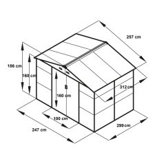 Kerti fém tároló ház 257 x 312 x 178 cm 8 m² GH810