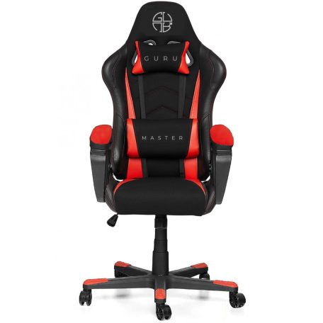 Gamer szék kényelmes főnöki forgószék Guru Master piros GM2-R