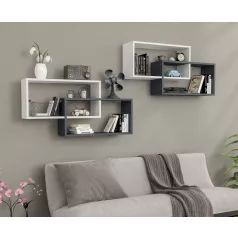 1db fali polc 104x22x45cm fehér szürke GR-01