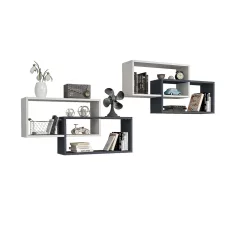 1db fali polc 104x22x45cm fehér szürke GR-01