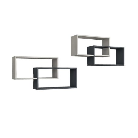 1db fali polc 104x22x45cm fehér fekete GR-01