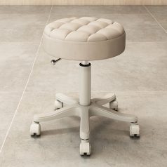   BeComfort GS-Beige gurulós kozmetikai szék állítható magassággal, kör ülőkés, bézs