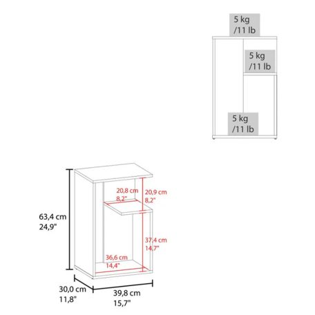 Dohányzóasztal 63x30x40 cm fehér GT-02